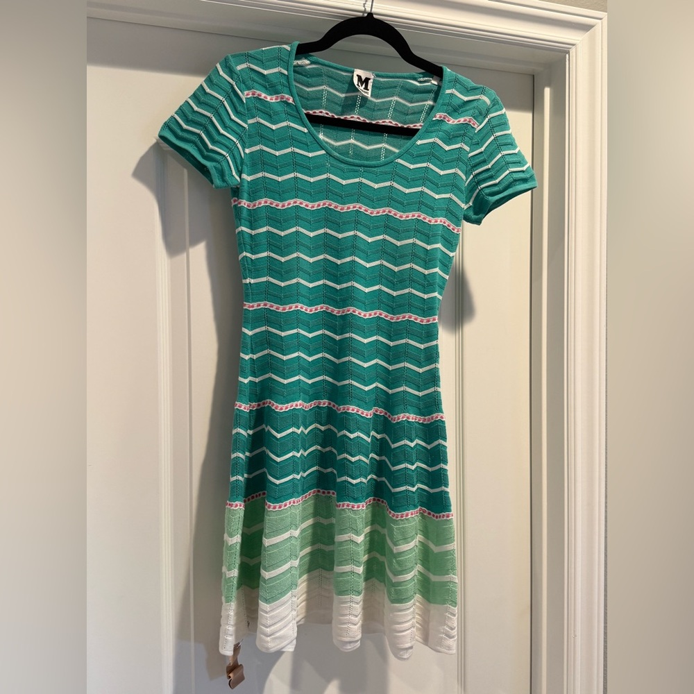 Missoni Turquoise and White Knit Dress